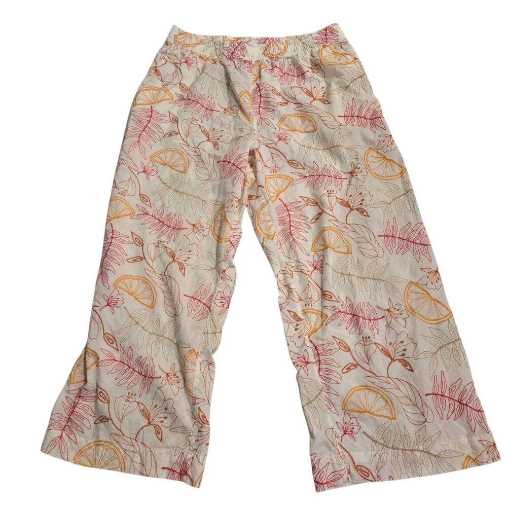C&C California L 100% Cotton Heavily Embroidered Wide Leg Fruit Resort Beach